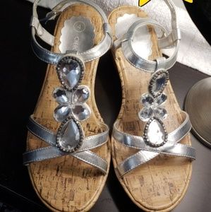 NWOT - Cherokee Silver Jeweled Wedge Platform!!